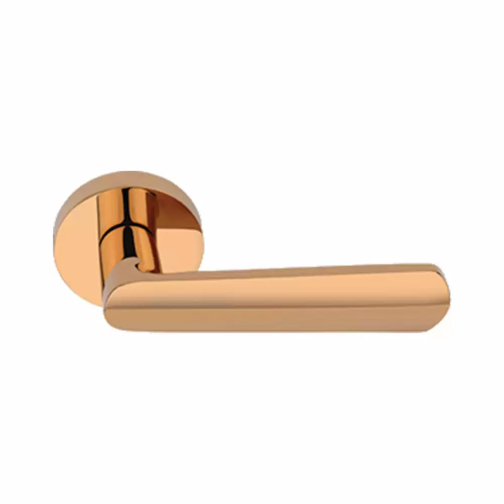 KBI Rio Brass Rose Mortise Door Handle - (Rose Gold PVD Finish)