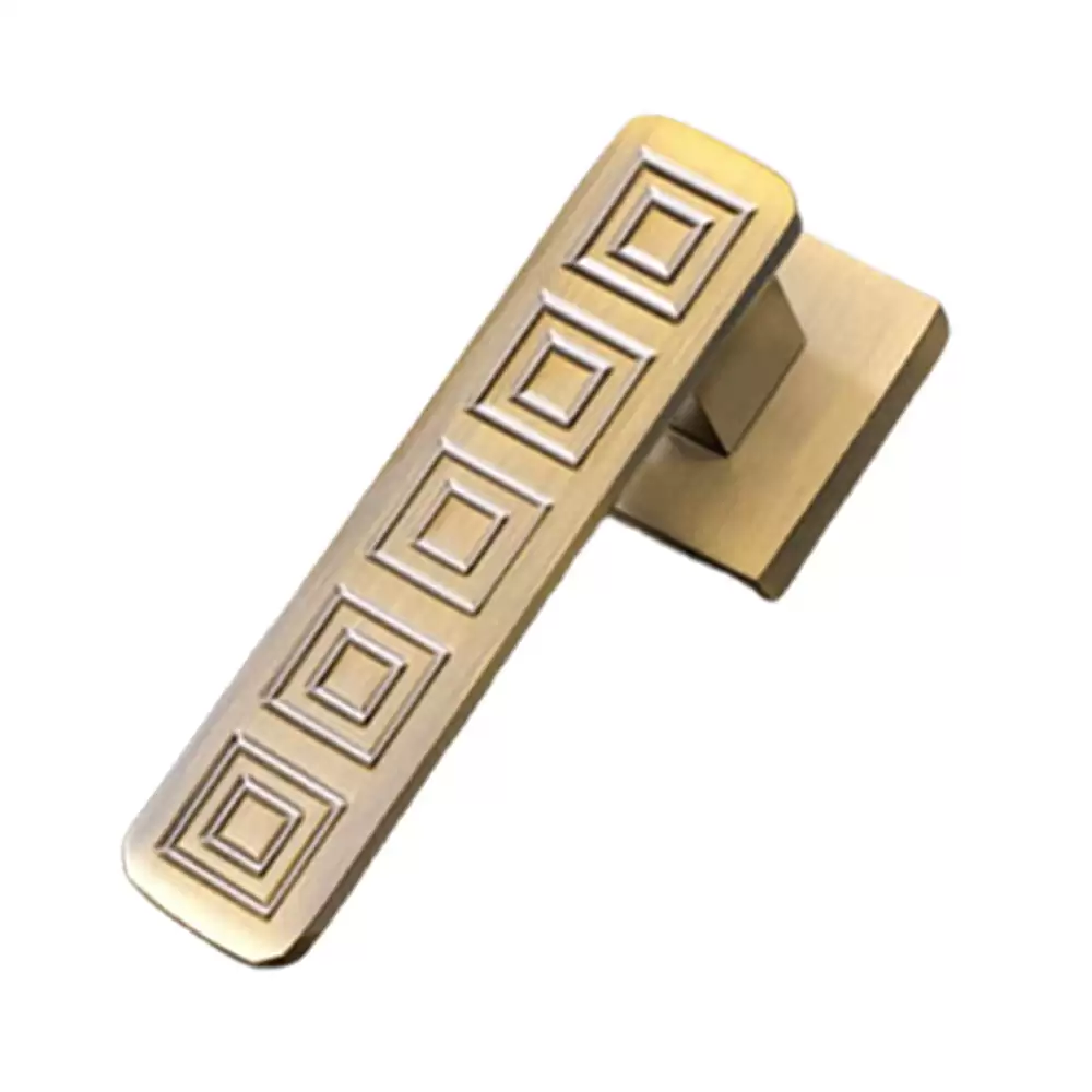 KBI Square Brass Antique Mortise Door Handle - (Antique Finish)