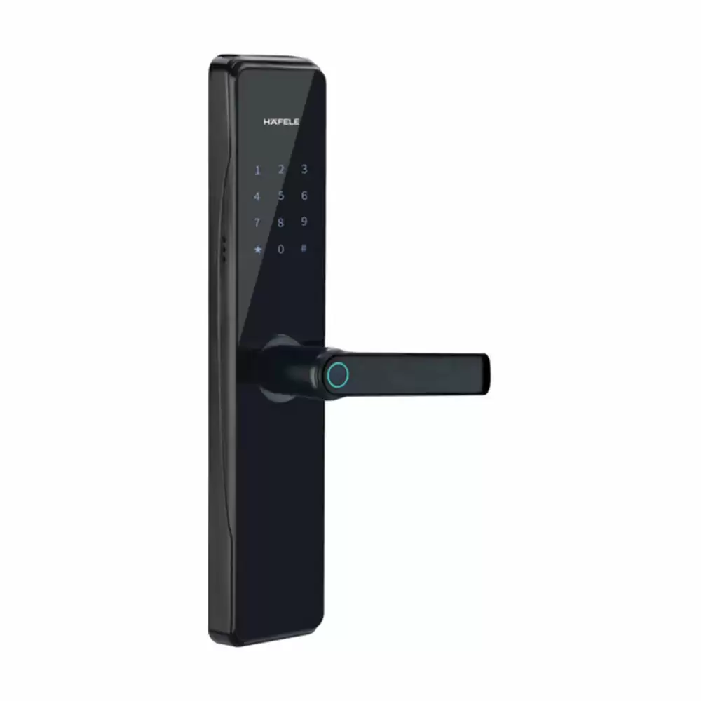 Hafele RE-Inforce Mortise Smart Door Lock for Home With Fingerprint, RFID, Pin Code, Mobile Access & Mechanical Key, Black (1 Year Warranty)