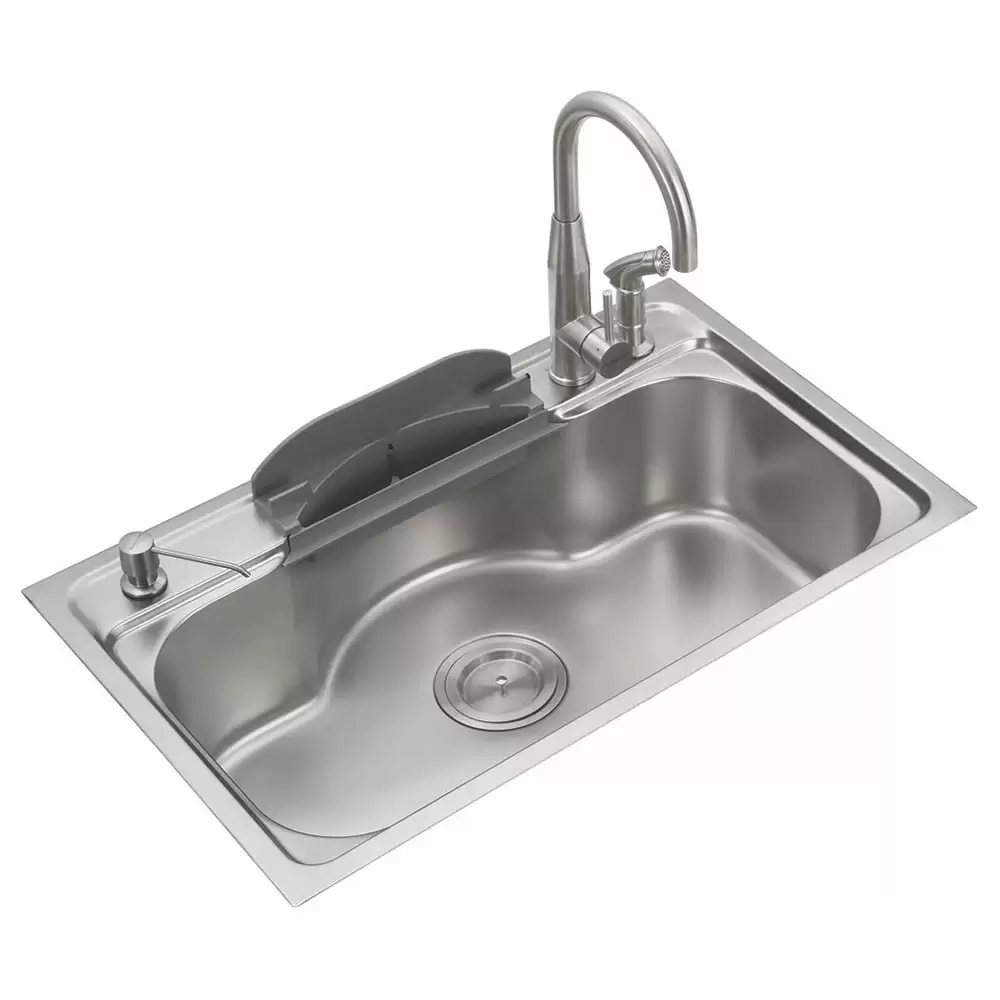 Anupam Luxury Designer Stainless Steel Single Bowl Kitchen Sink with Accessories - Satin (32 L x 20 W x 9 D) Inch