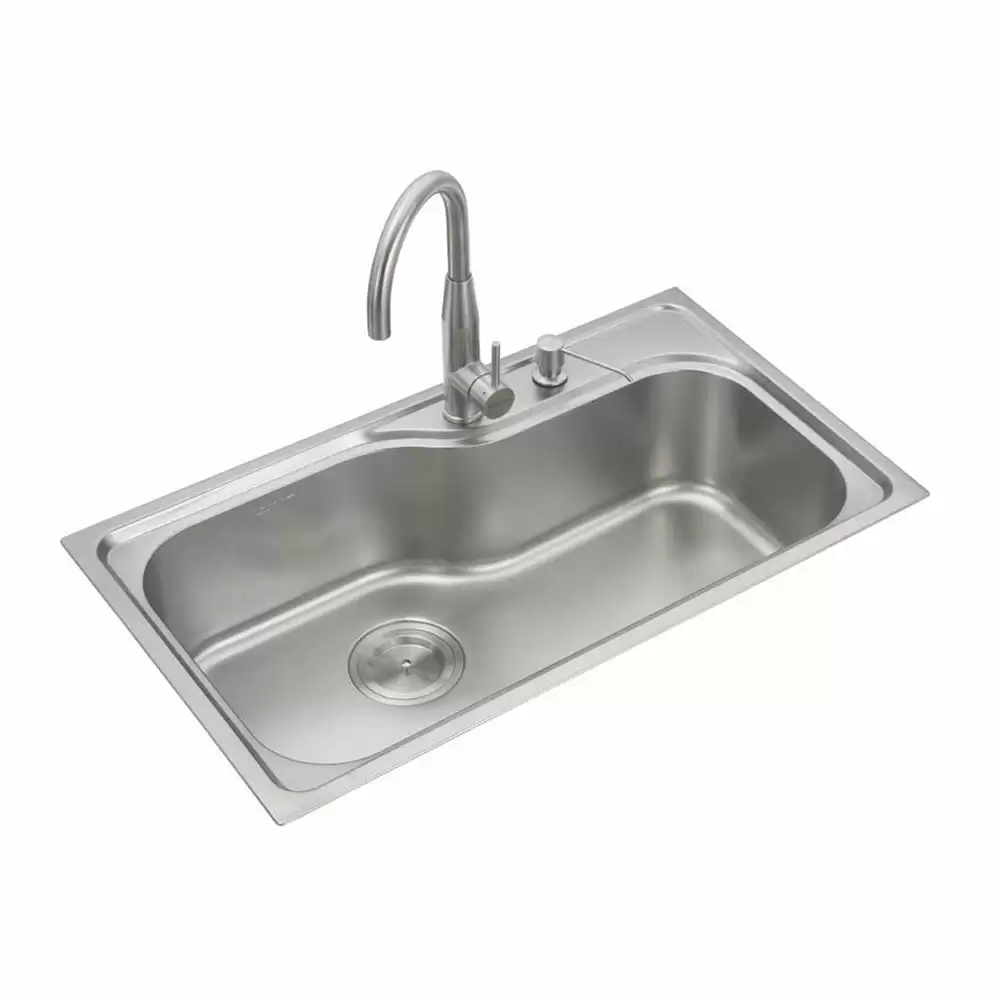 Anupam Luxury Designer Stainless Steel Single Bowl Kitchen Sink with Accessories - Satin (34 L x 20 W x 9 D) Inch