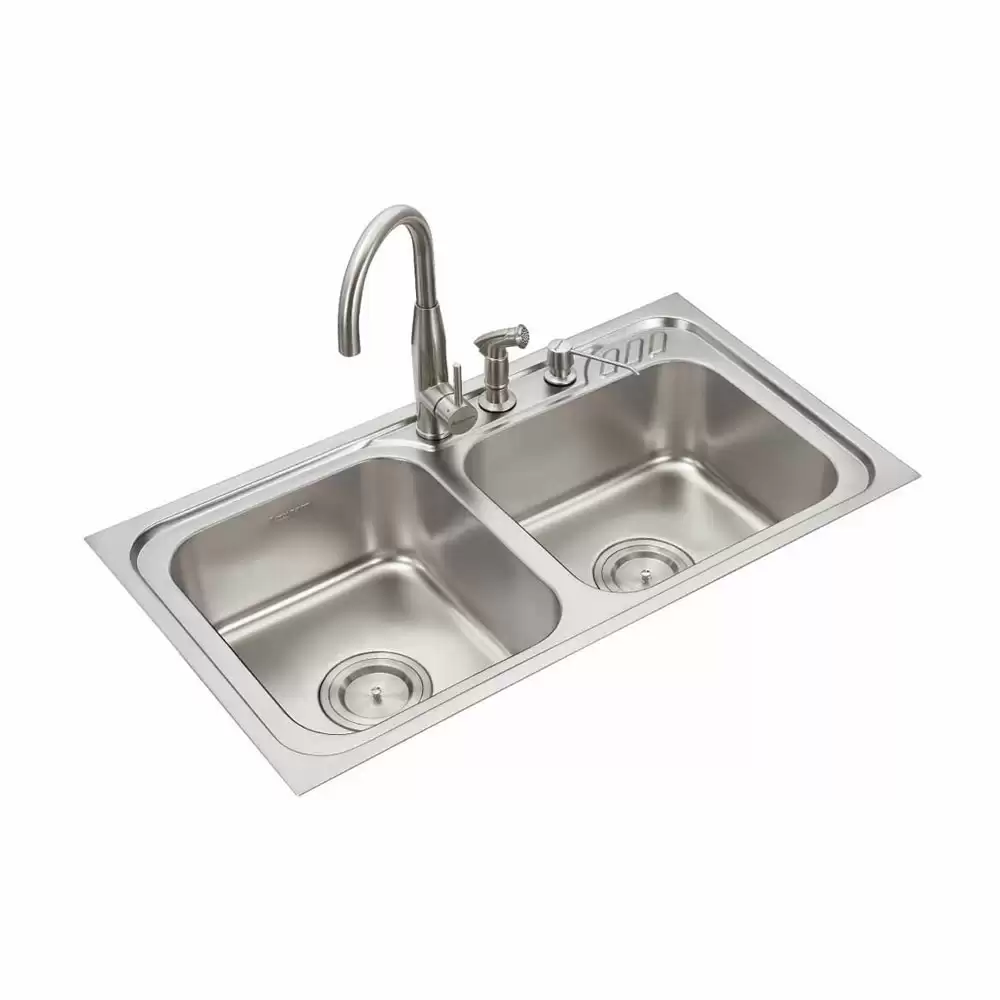 Anupam Luxury Designer Stainless Steel Double Bowl Kitchen Sink with Accessories - Satin (42 L x 20 W x 8 D) Inch