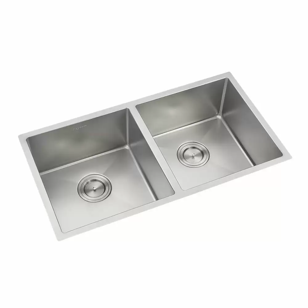 Anupam Prism Designer Stainless Steel Double Bowl Kitchen Sink with Waste Coupling - Satin (37 L x 20 W x 10 D) Inch