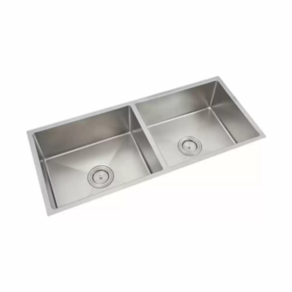 Anupam Prism PS730DS Designer Stainless Steel Double Bowl Kitchen Sink & Waste Coupling - Satin (45 L x 20 W x 10 D) Inch