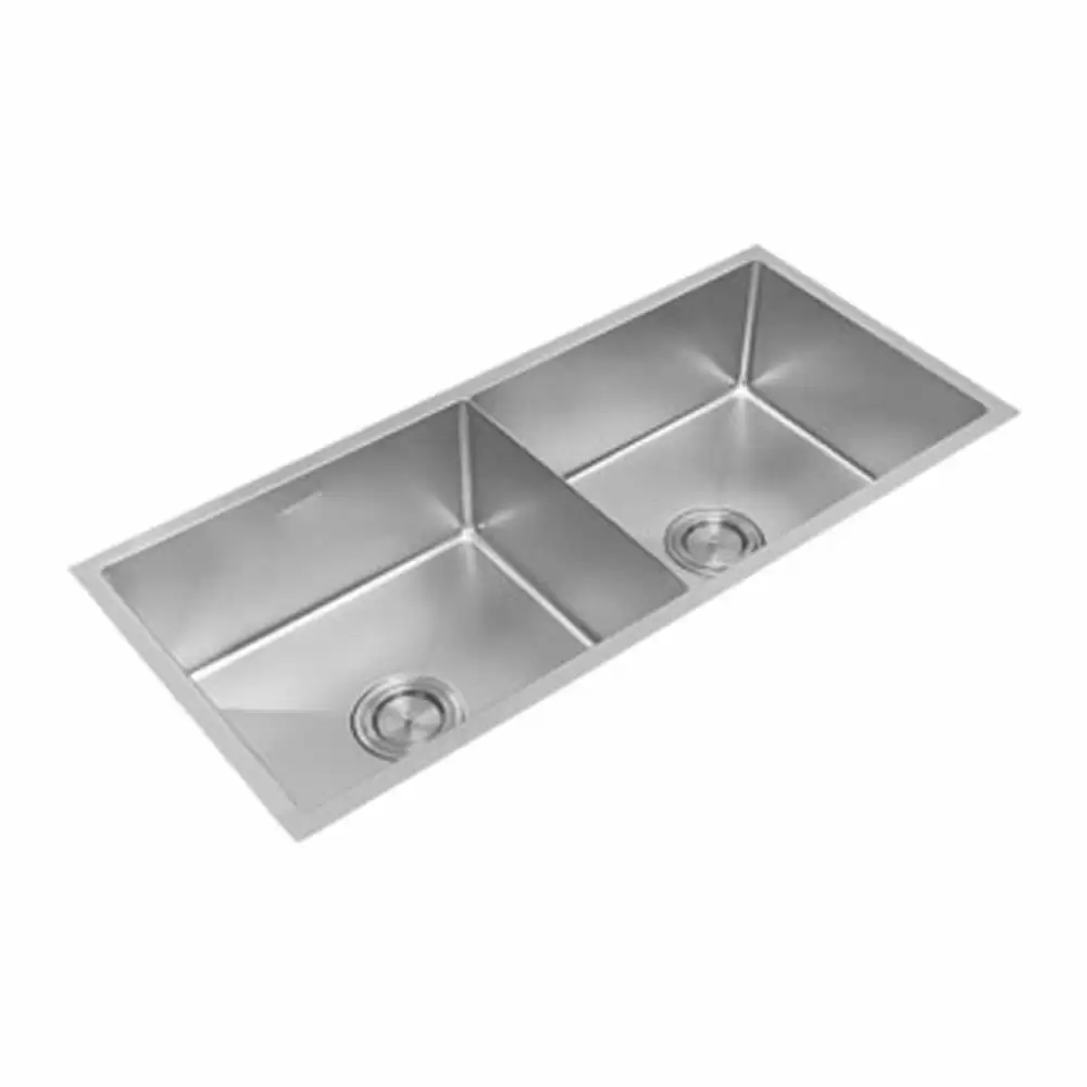 Anupam Prism Designer Stainless Steel Double Bowl Kitchen Sink with Waste Coupling - Satin (44 L x 20 W x 10 D) Inch