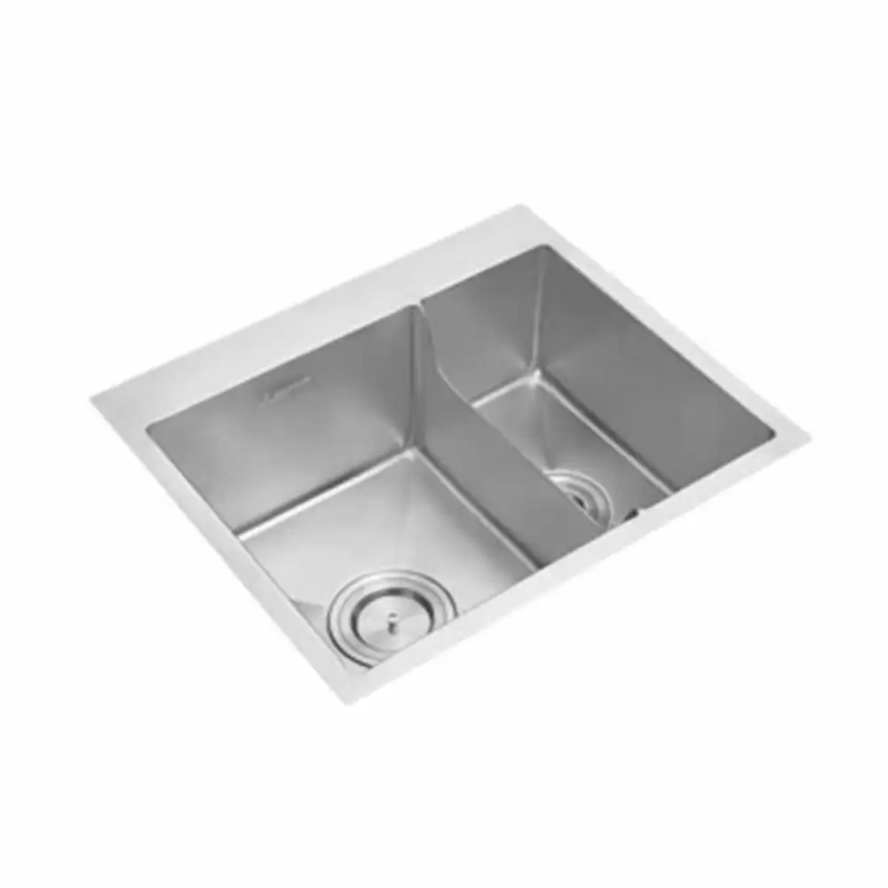 Anupam Prism Designer Stainless Steel Double Bowl Kitchen Sink with Waste Coupling - Satin (24 L x 20 W x 9 D) Inch