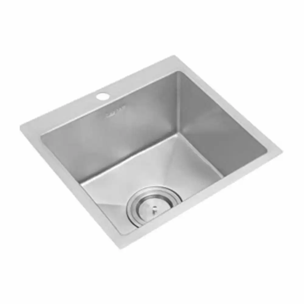 Anupam Prism Designer Stainless Steel Single Bowl Kitchen Sink with Waste Coupling - Satin (18 L x 20 W x 9 D) Inch