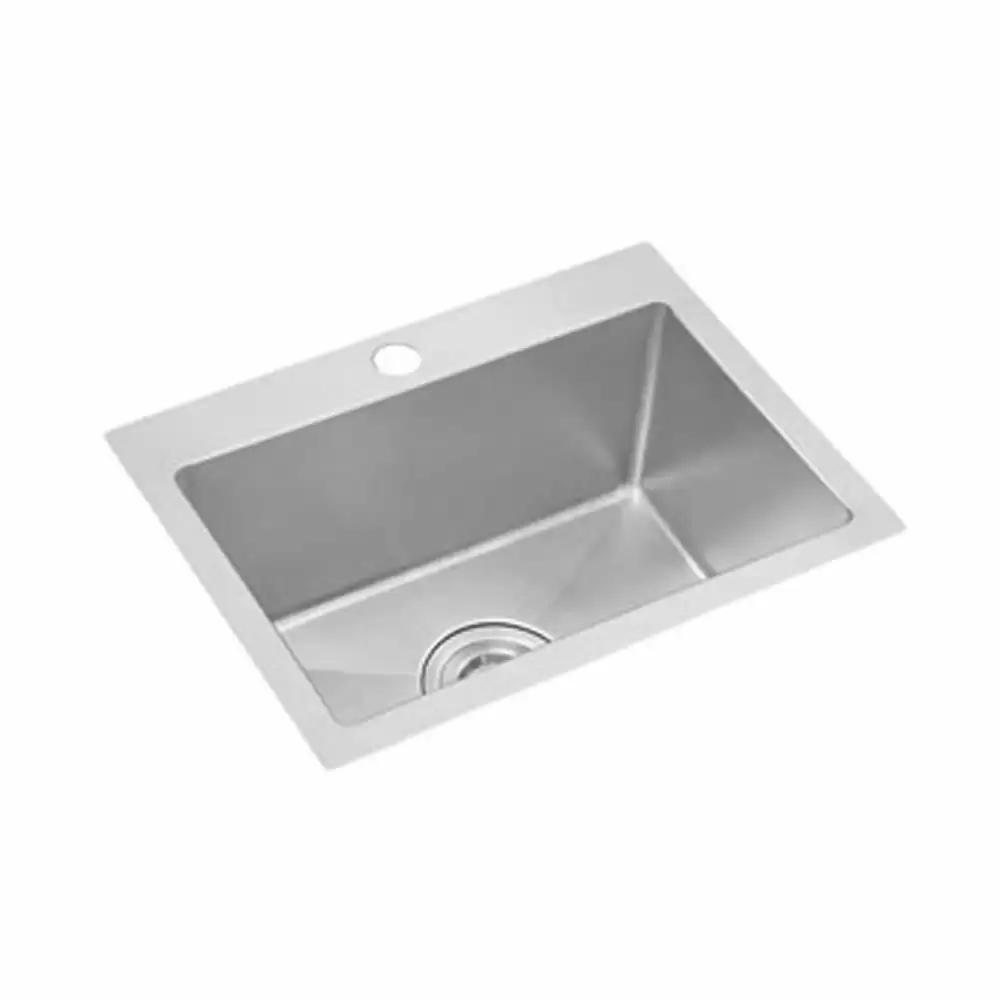 Anupam Prism Designer Stainless Steel Single Bowl Kitchen Sink with Waste Coupling - Satin (20 L x 20 W x 9 D) Inch