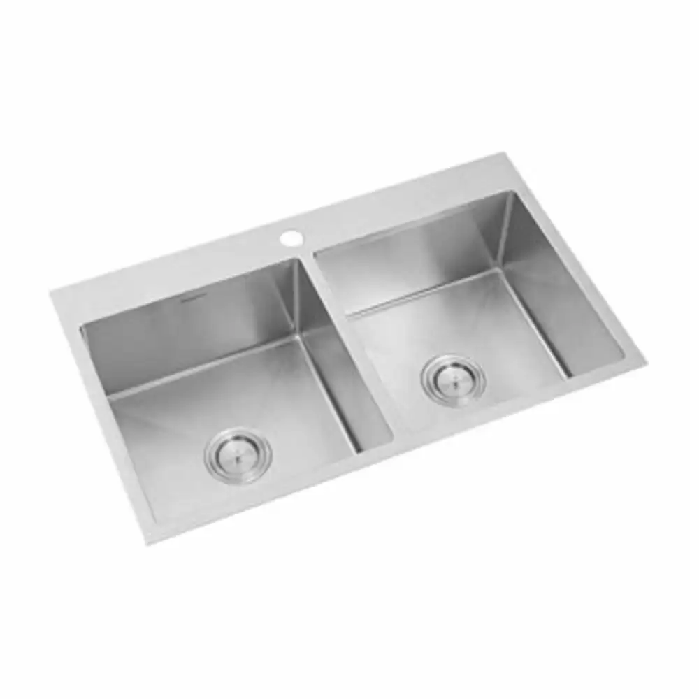 Anupam Prism Designer Stainless Steel Double Bowl Kitchen Sink and Waste Coupling - Satin (45 L x 20 W x 10 D) Inch