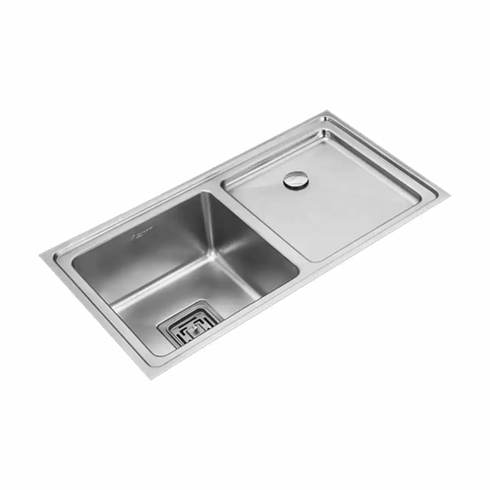 Anupam Signature Designer Stainless Steel Single Bowl Kitchen Sink with Drainboard & Accessories - Satin (36 L x 20 W x 9 D) Inch