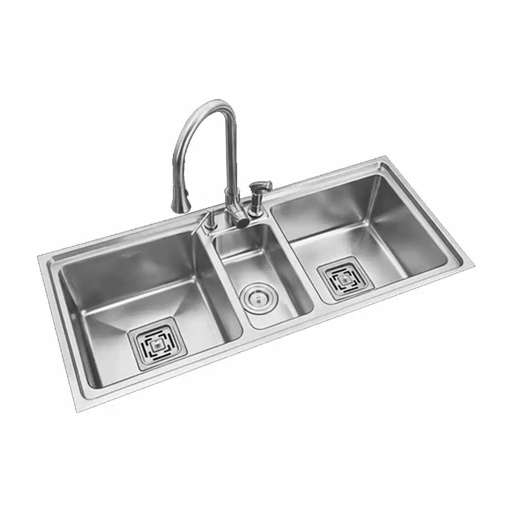 Anupam Signature Designer Stainless Steel Triple Bowl Kitchen Sink with Accessories - Satin (45 L x 20 W x 9 D) Inch