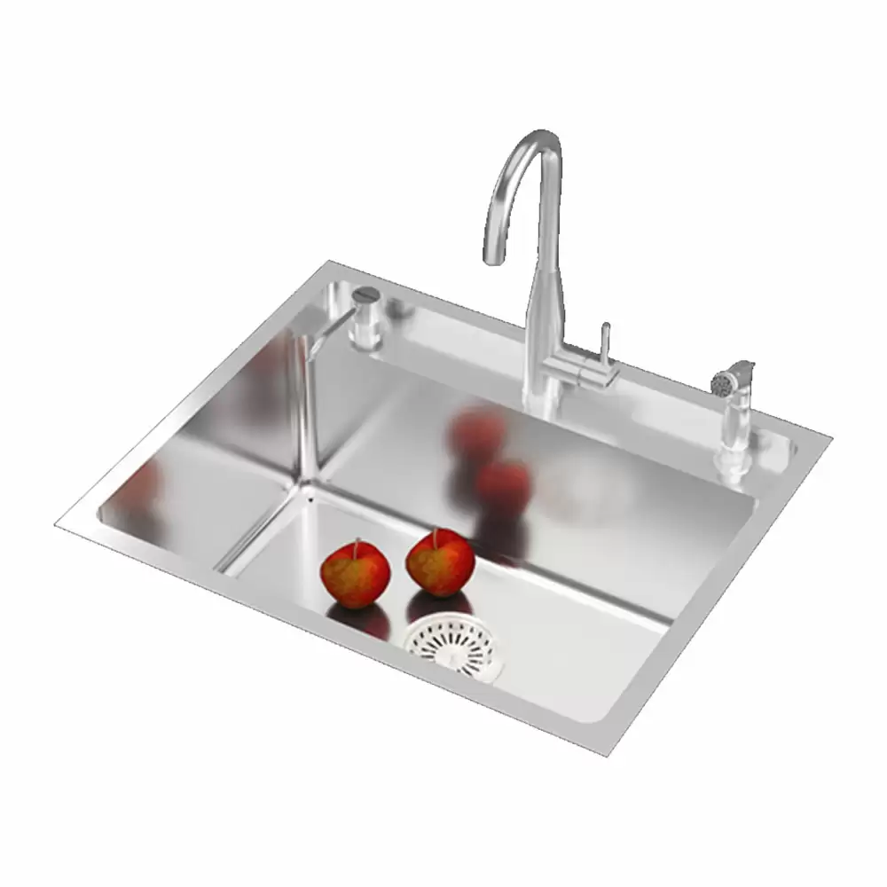 Anupam Unique Designer Stainless Steel Single Bowl Kitchen Sink with Accessories - Satin (24 L x 20 W x 10 D) Inch