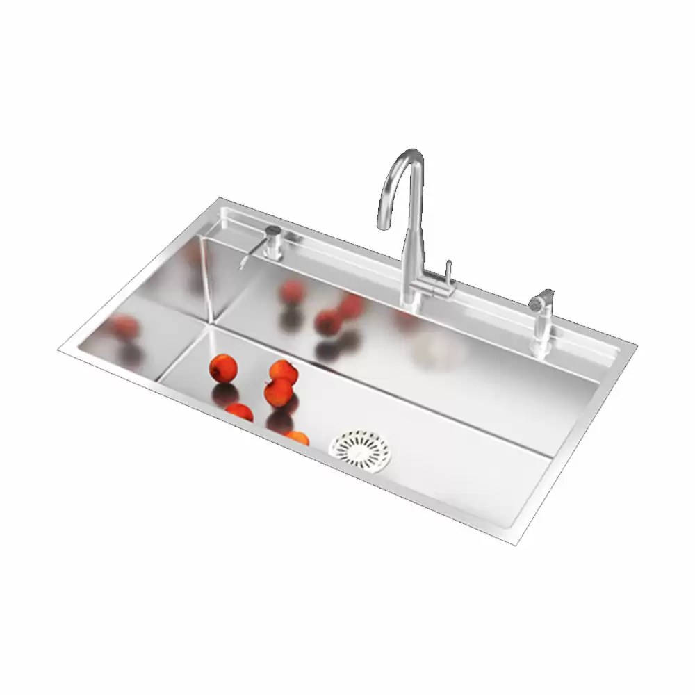 Anupam Unique Designer Stainless Steel Single Bowl Kitchen Sink with Accessories - Satin (34 L x 20 W x 10 D) Inch