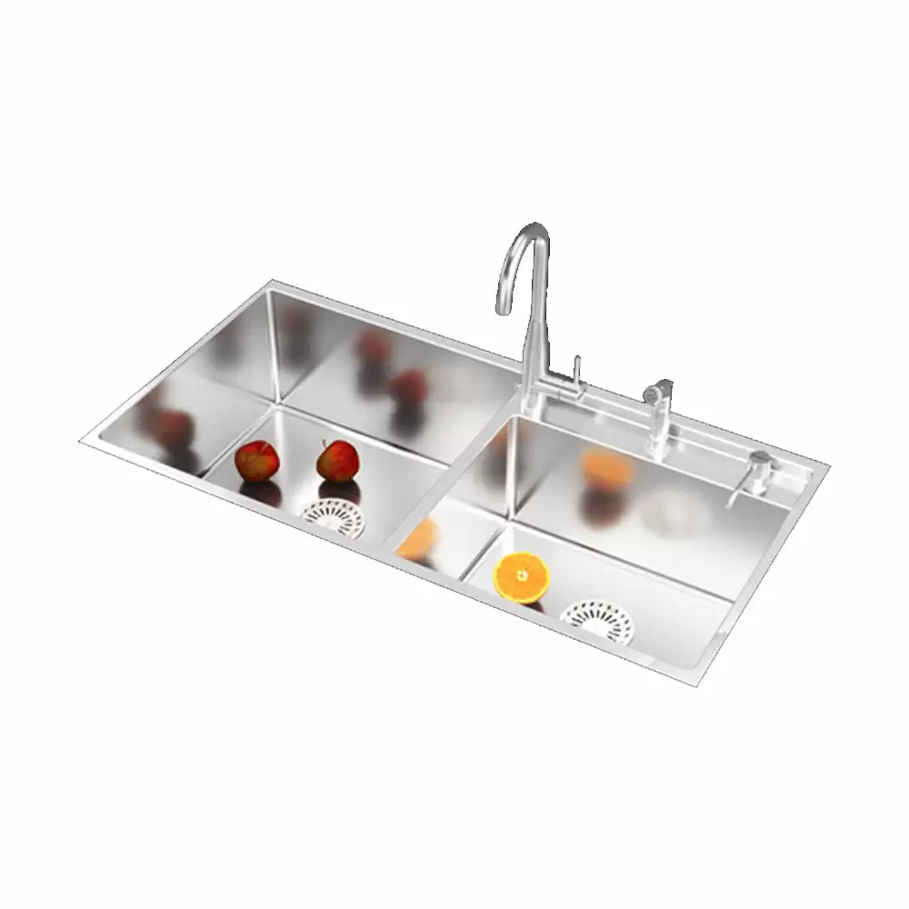 Anupam Unique Designer Stainless Steel Double Bowl Kitchen Sink with Accessories - Satin (40 L x 20 W x 10 D) Inch