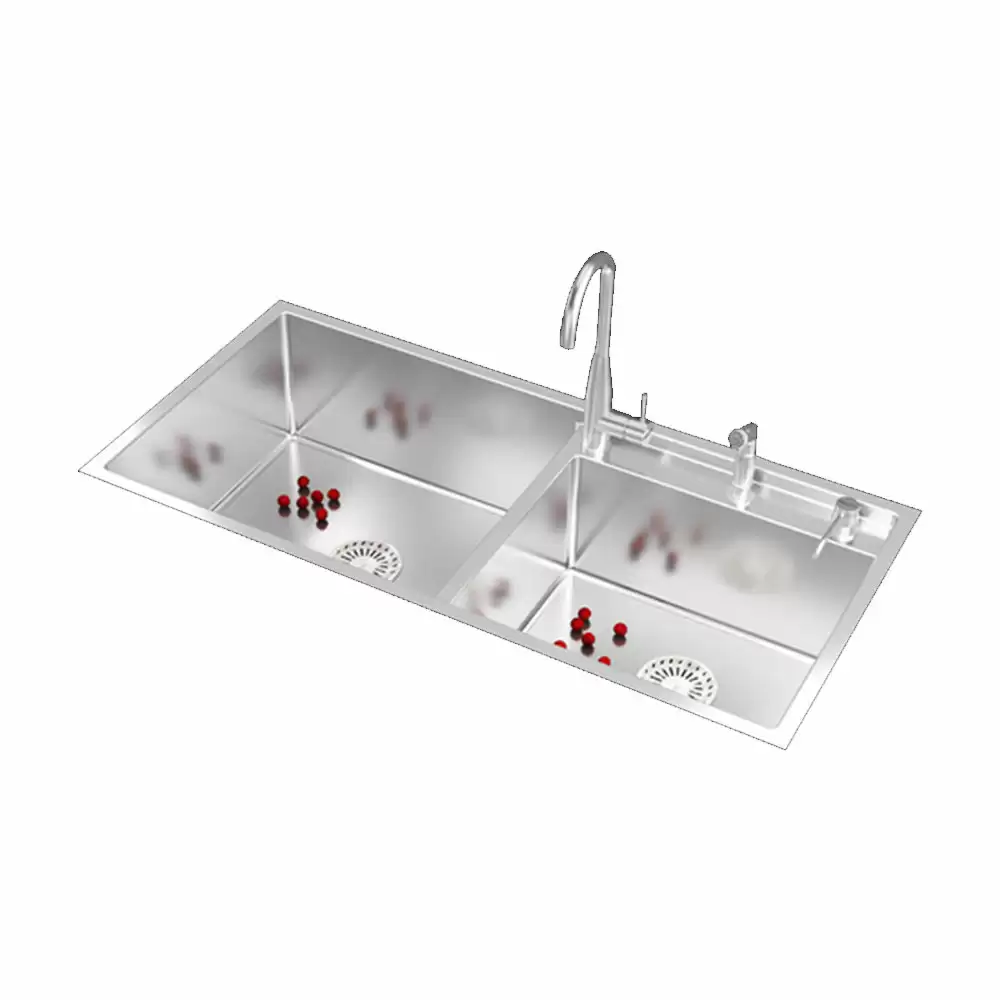 Anupam Unique Designer Stainless Steel Double Bowl Kitchen Sink with Accessories - Satin (42 L x 20 W x 10 D) Inch