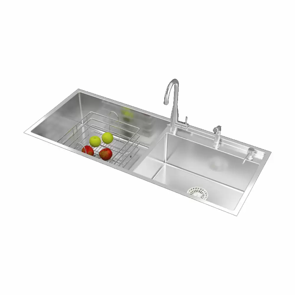 Anupam Unique Designer Stainless Steel Double Bowl Kitchen Sink with Accessories - Satin (45 L x 20 W x 10 D) Inch