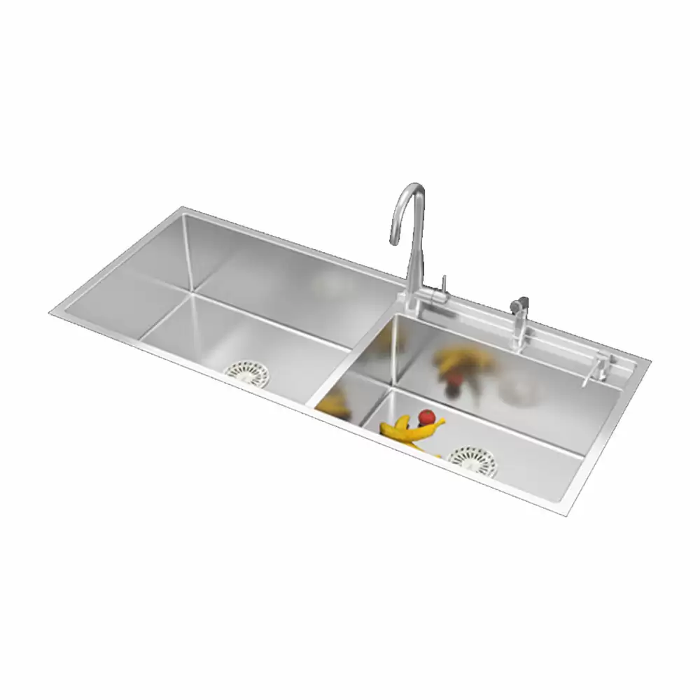 Anupam Unique Designer Stainless Steel Double Bowl Kitchen Sink with Accessories - Satin (48 L x 20 W x 10 D) Inch