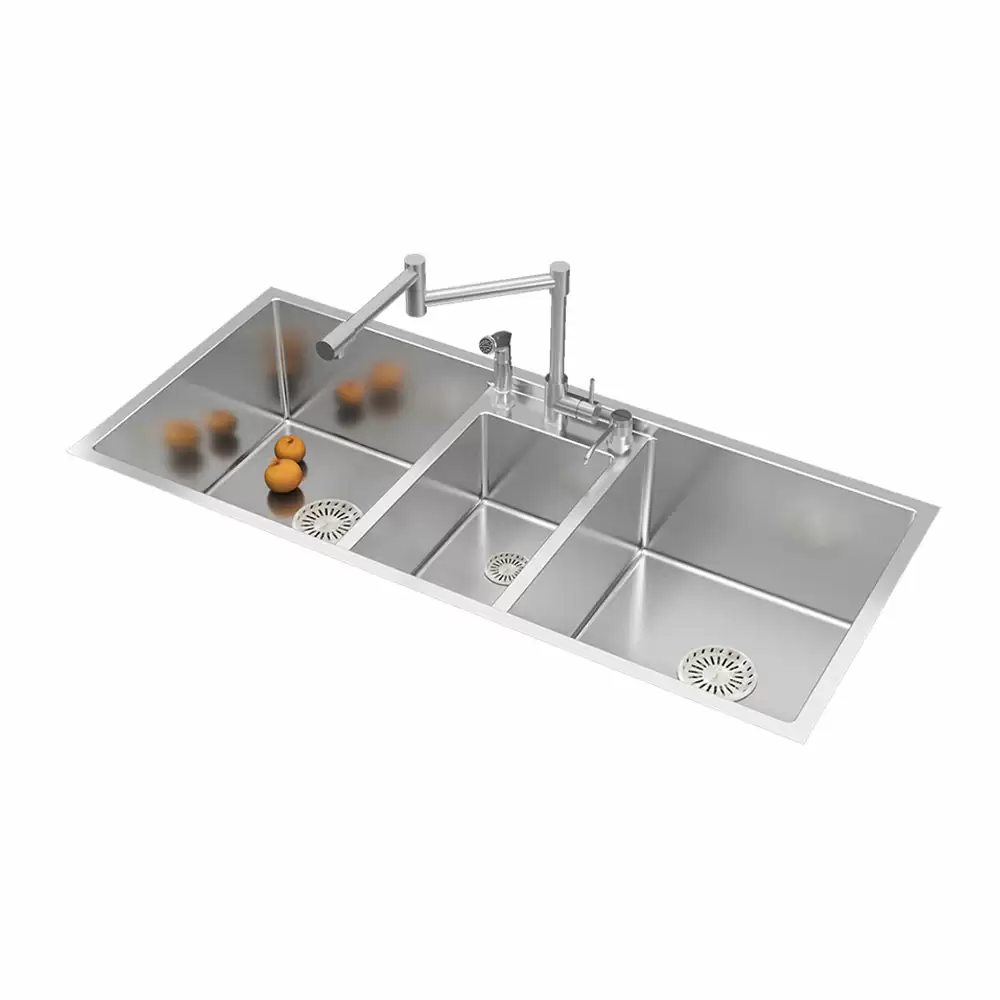 Anupam Unique Designer Stainless Steel Triple Bowl Kitchen Sink with Accessories - Satin (45 L x 20 W x 10 D) Inch