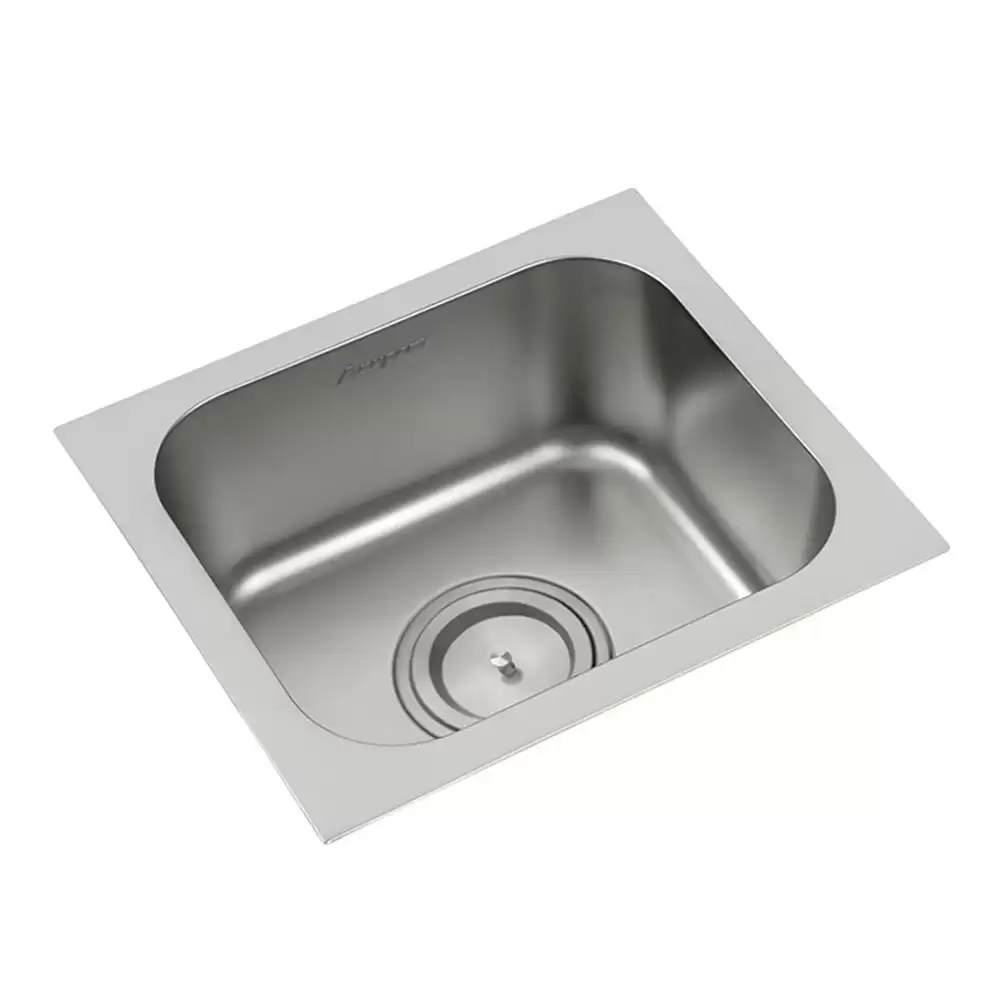 Anupam Ace Designer Stainless Steel 304 Single Bowl Kitchen Sink with Waste Coupling - Satin (16 L x 14 W x 7 D) Inch