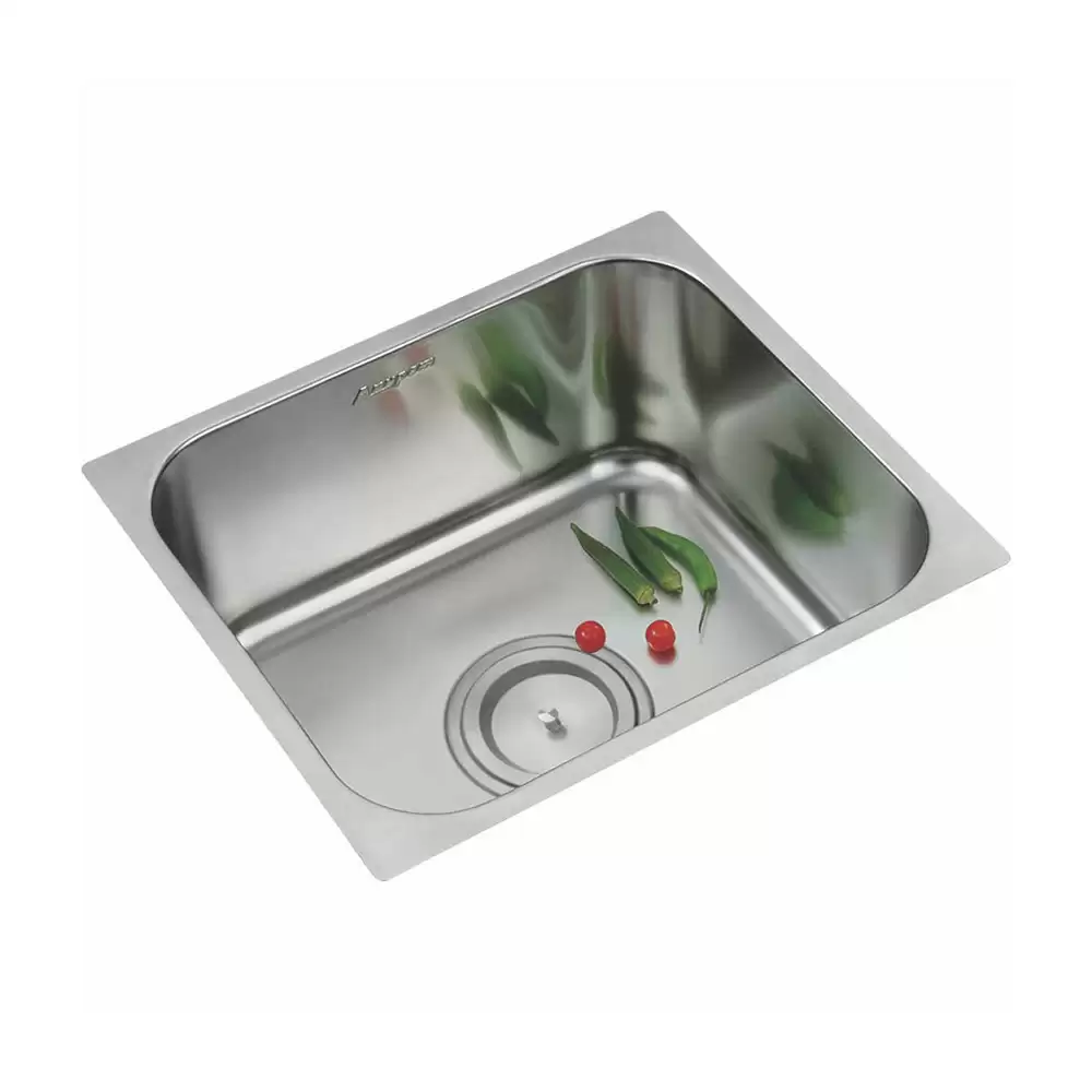 Anupam Ace Designer Stainless Steel 304 Single Bowl Kitchen Sink with Waste Coupling - Satin (17 L x 15 W x 8 D) Inch