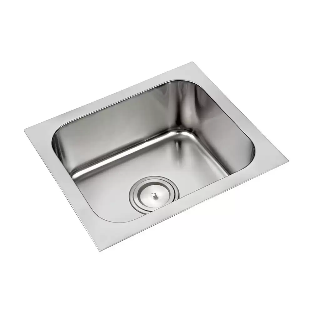 Anupam Ace Designer Stainless Steel 304 Single Bowl Kitchen Sink with Waste Coupling - Glossy (21 L x 18 W x 8 D) Inch