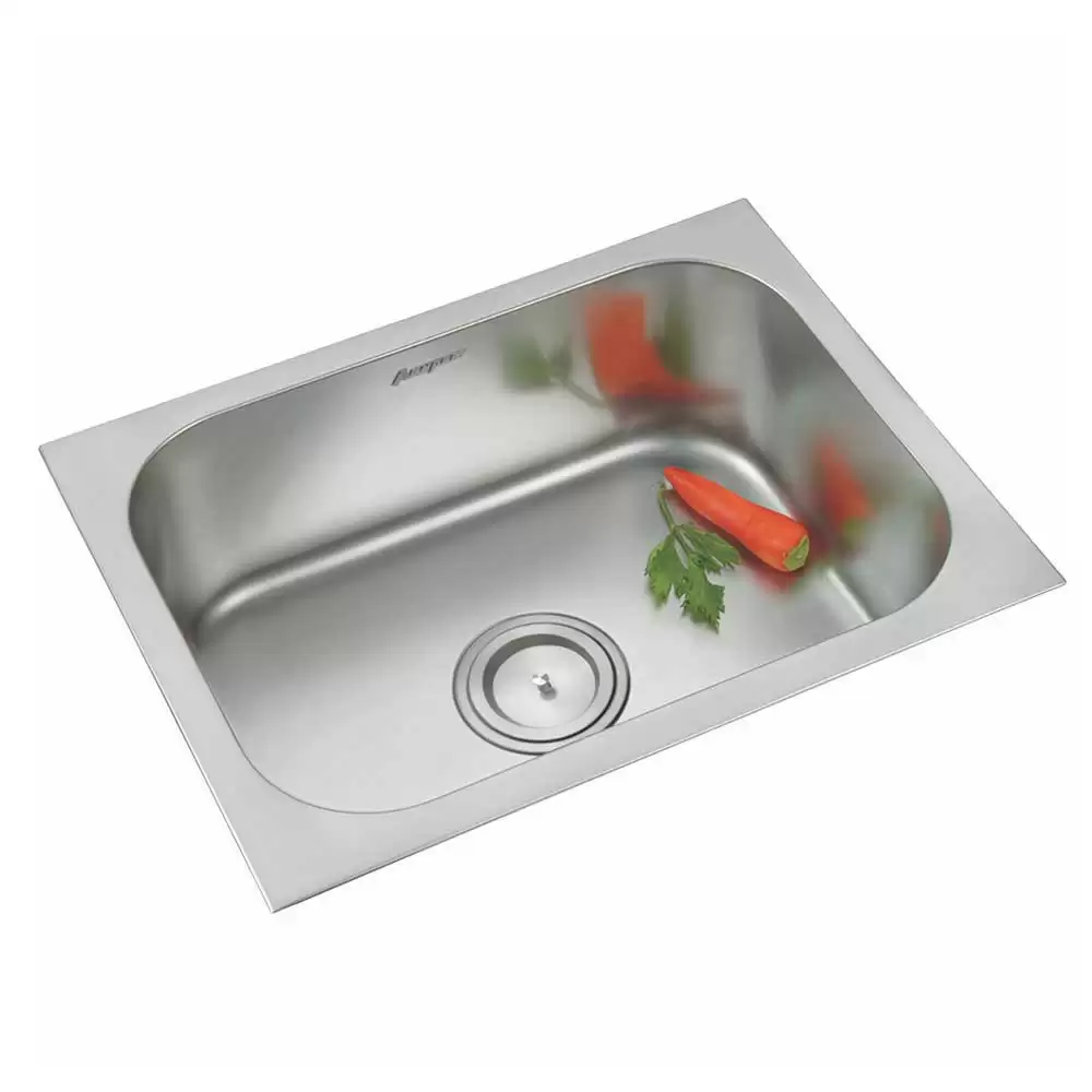 Anupam Ace Designer Stainless Steel 304 Single Bowl Kitchen Sink with Waste Coupling - Satin (24 L x 18 W x 9 D) Inch