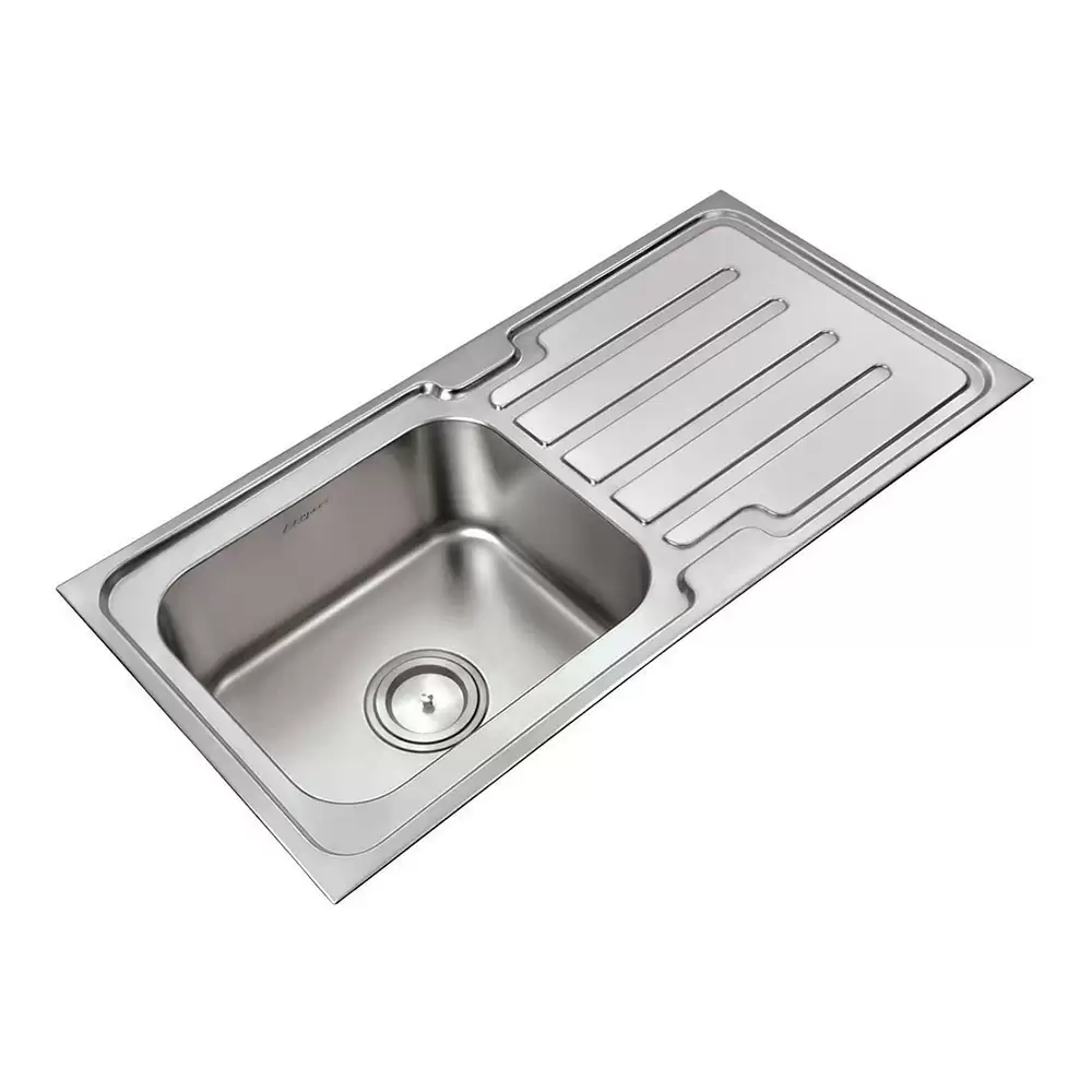 Anupam Elite Designer Stainless Steel 304 Single Bowl Kitchen Sink with Drainboard & Waste Coupling - Satin (40 L x 20 W x 8 D) Inch