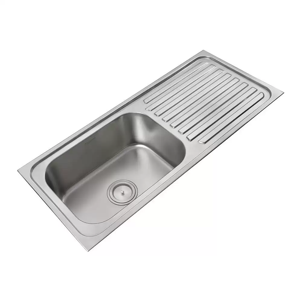 Anupam Elite Designer Stainless Steel 304 Single Bowl Kitchen Sink with Drainboard & Waste Coupling - Satin (45 L x 20 W x 8 D) Inch