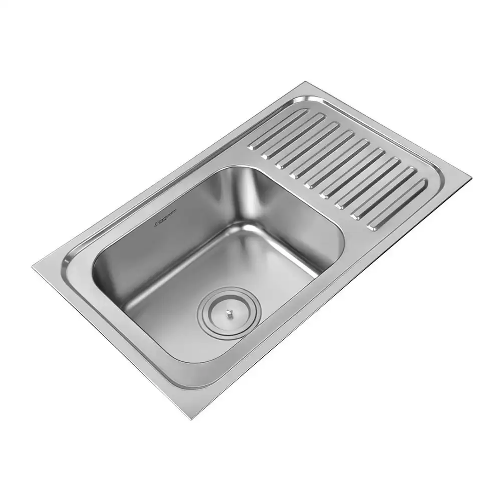 Anupam Elite Designer Stainless Steel 304 Single Bowl Kitchen Sink with Drainboard and Waste Coupling - Satin (32 L x 20 W x 8 D) Inch