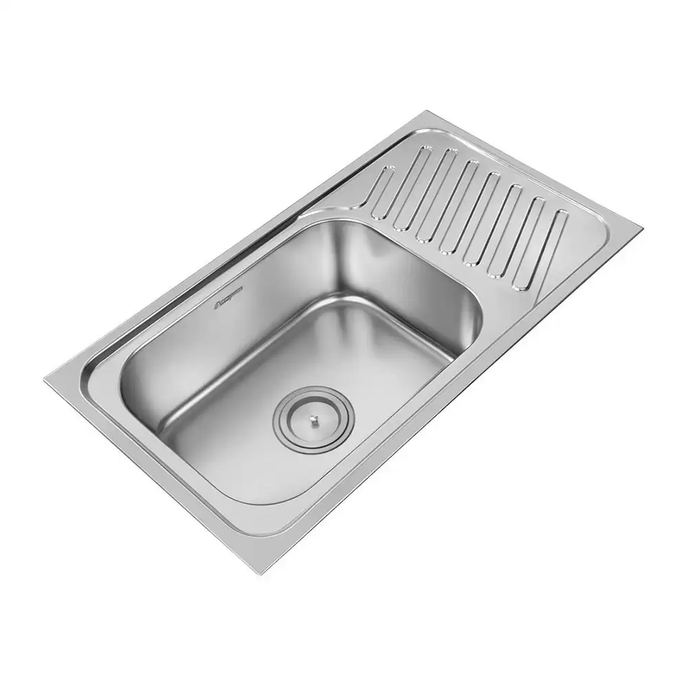 Anupam Elite Designer Stainless Steel 304 Single Bowl with Drainboard Kitchen SinK & Waste Coupling - Satin (36 L x 20 W x 8 D) Inch