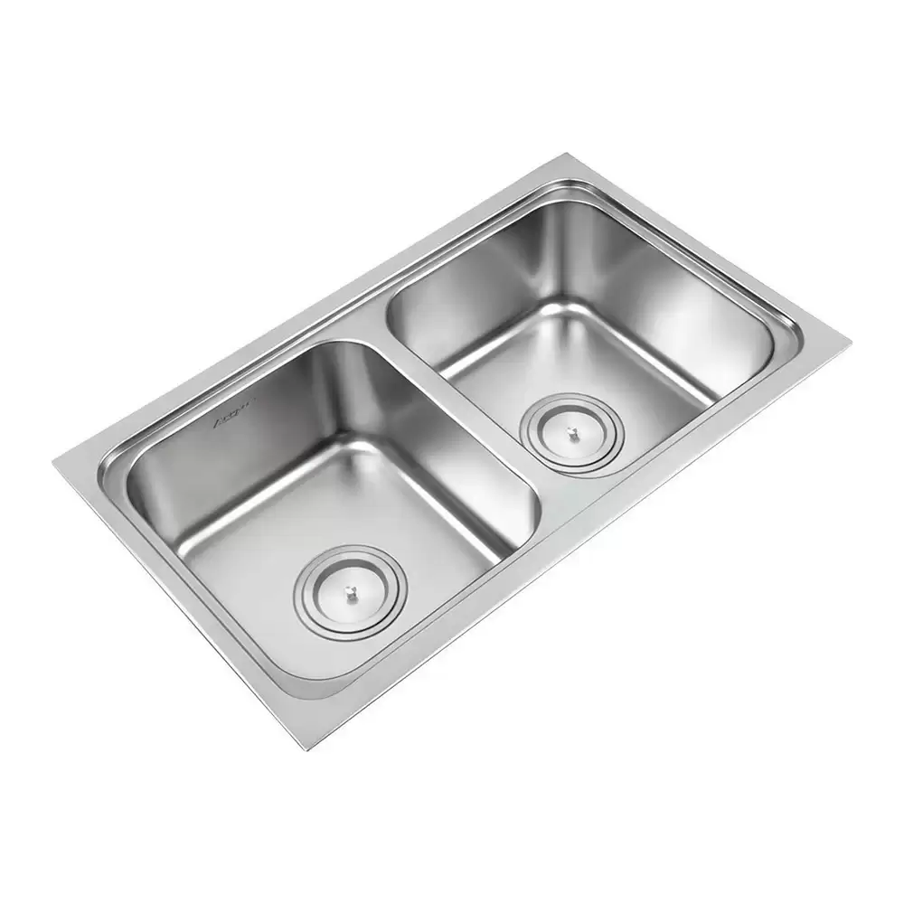 Anupam Luxe 301A Designer Stainless Steel 304 Double Bowl Kitchen Sink with Waste Coupling - Satin (33 L x 19 W x 8 D) Inch