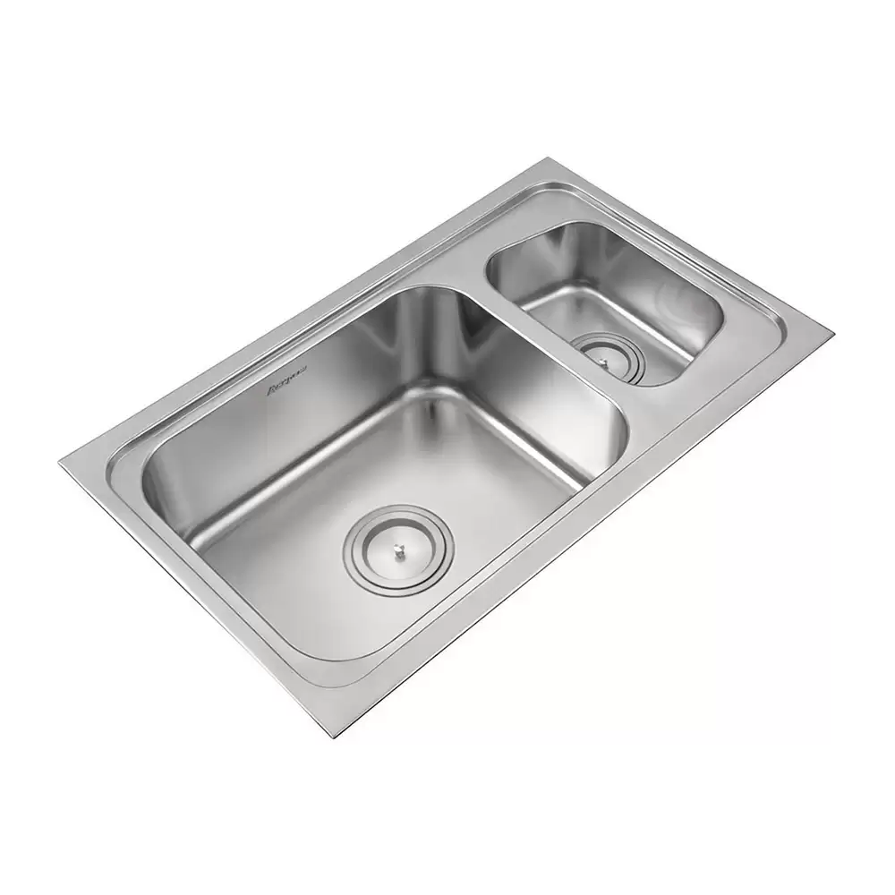 Anupam Luxe 302 Designer Stainless Steel 304 Double Bowl Kitchen Sink with Waste Coupling - Satin (33 L x 19 W x 8 D) Inch