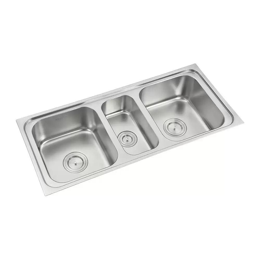 Anupam Luxe Designer Stainless Steel 304 Tripple Bowl Kitchen Sink with Waste Coupling - Satin (45 L x 20 W x 8 D) Inch