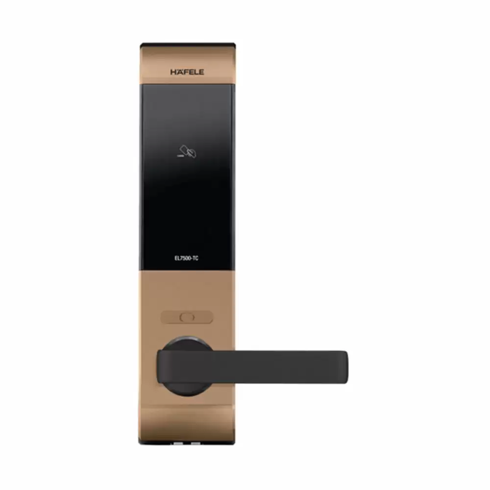 Hafele RE-Mote Mortise Smart Door Lock For Home With RFID, Pin Code, Mobile Access And Mechanical Key, Rose Gold