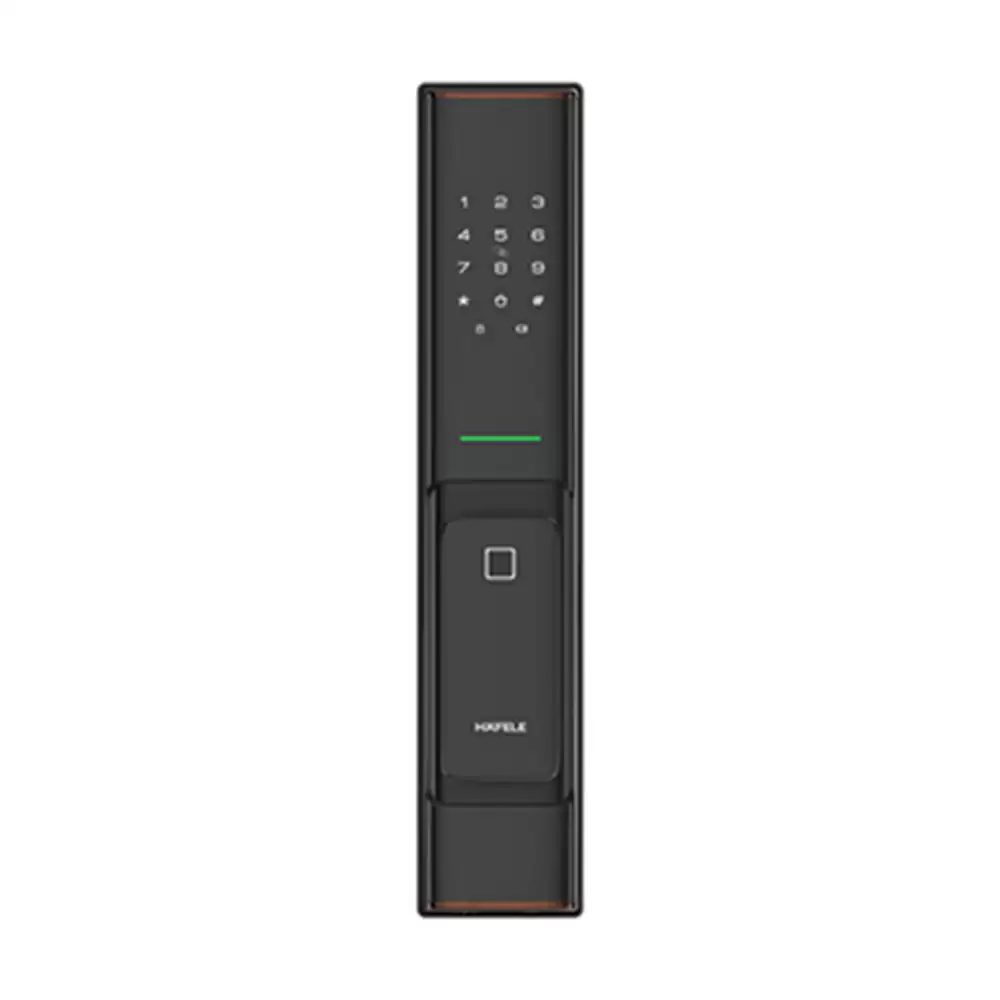 Hafele RE-Push N Pull Smart Door Lock For Home With Fingerprint, RFID, Pin Code, Mobile Access And Mechanical Key, Copper