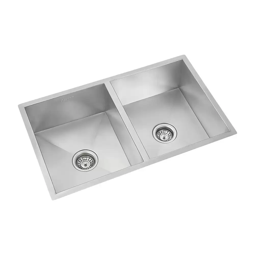 Anupam Cube Designer Stainless Steel 304 Double Bowl Kitchen Sink Waste Coupling - Satin (32 L x 20 W x 9 D) Inch