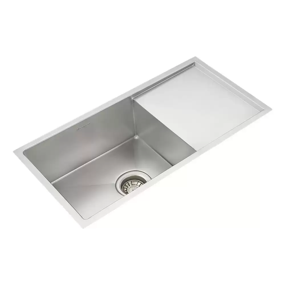 Anupam Cube Designer Stainless Steel 304 Single Bowl Kitchen Sink with Drainboard and Waste Coupling - Satin (36 L x 18 W x 9 D) Inch