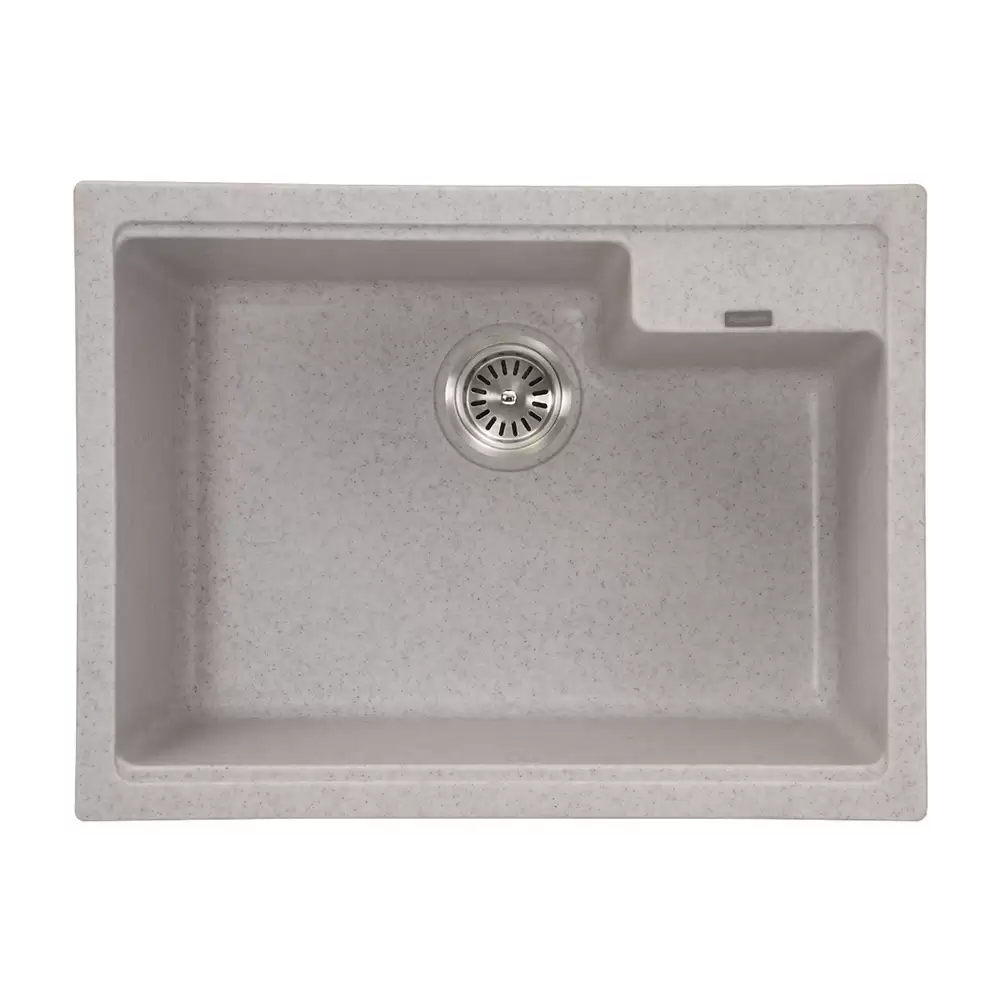 Anupam Kristal Designer Granite Single Bowl Kitchen Sink with Waste Coupling - Sand Beige (24 L x 18 W x 8 D) Inch