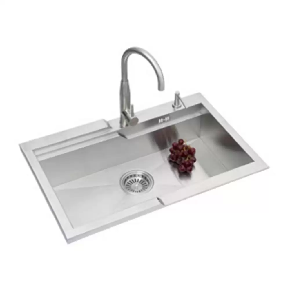 Anupam Ornate Designer Stainless Steel 304 Single Bowl Kitchen Sink with Accessories - Satin (32 L x 20.5 W x 9 D) Inch