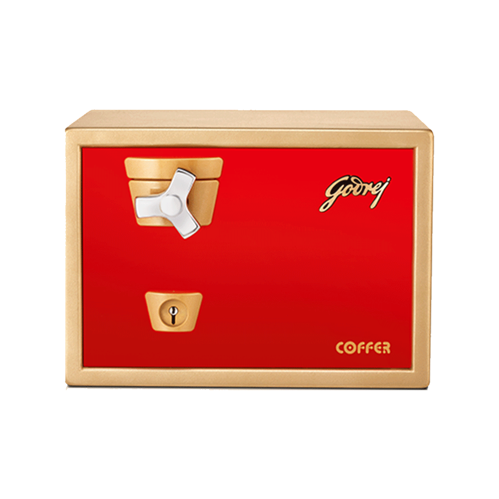 Godrej V1 Premium Coffer Red (22 Litre) Manual Safe Locker For Home & Office With Key Lock, Coffer - 12.5 Kg (1.6 Years Warranty)