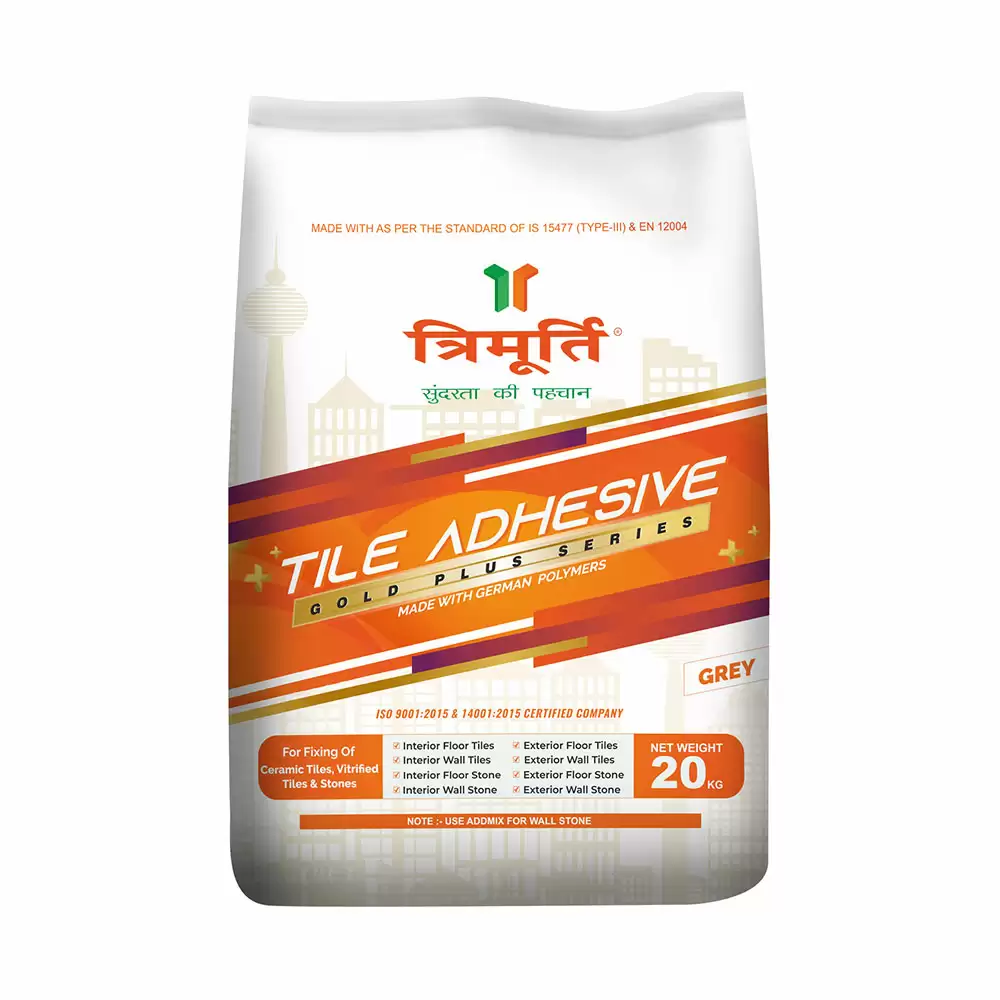 Trimurti Gold Plus Cement Based Tile Adhesive For Interior/Exterior Wall - 20 Kg (Grey)