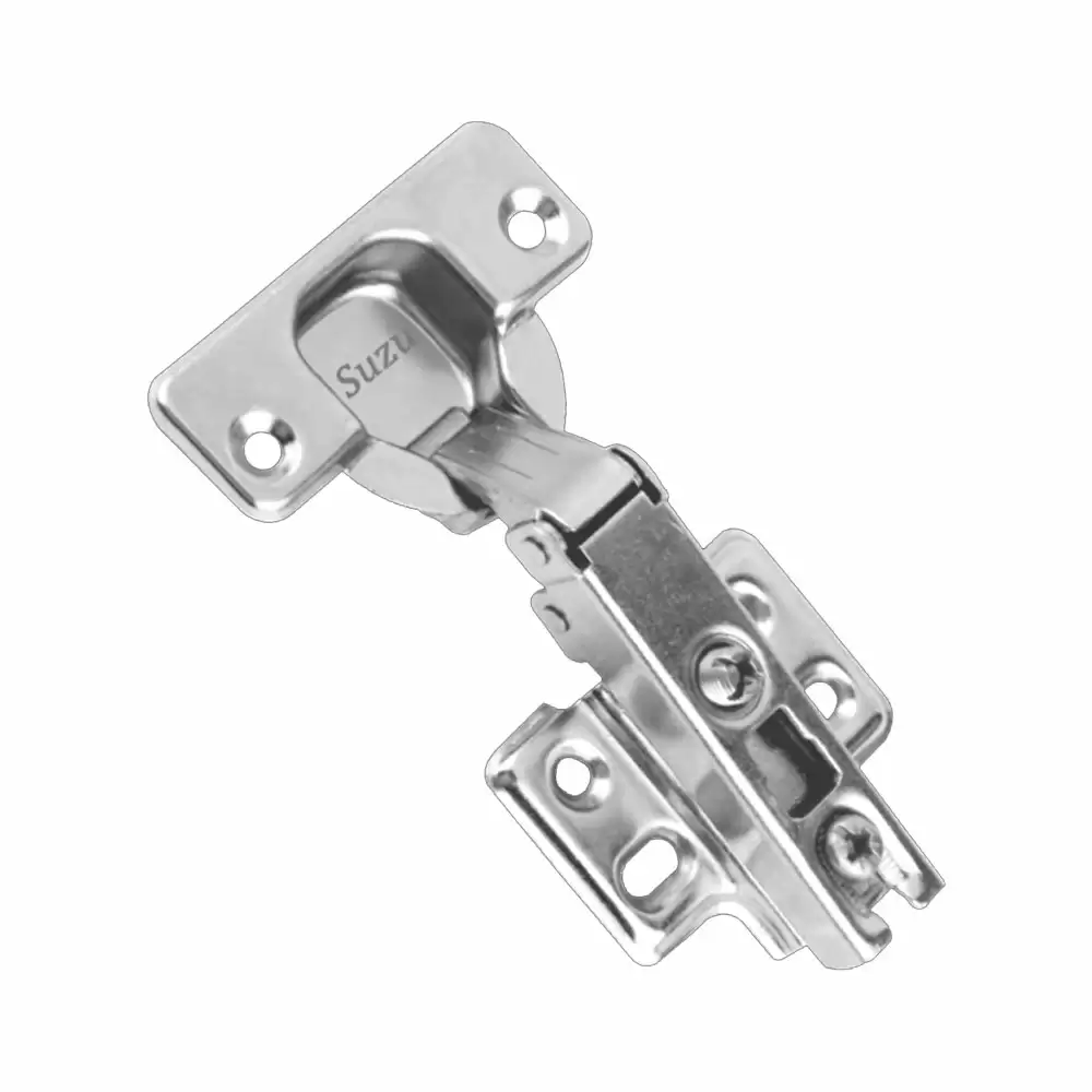 Suzu HW002 Auto Closing Slip-on Half Overlay Concealed Hinge 8° Crank - Stainless Steel Finish