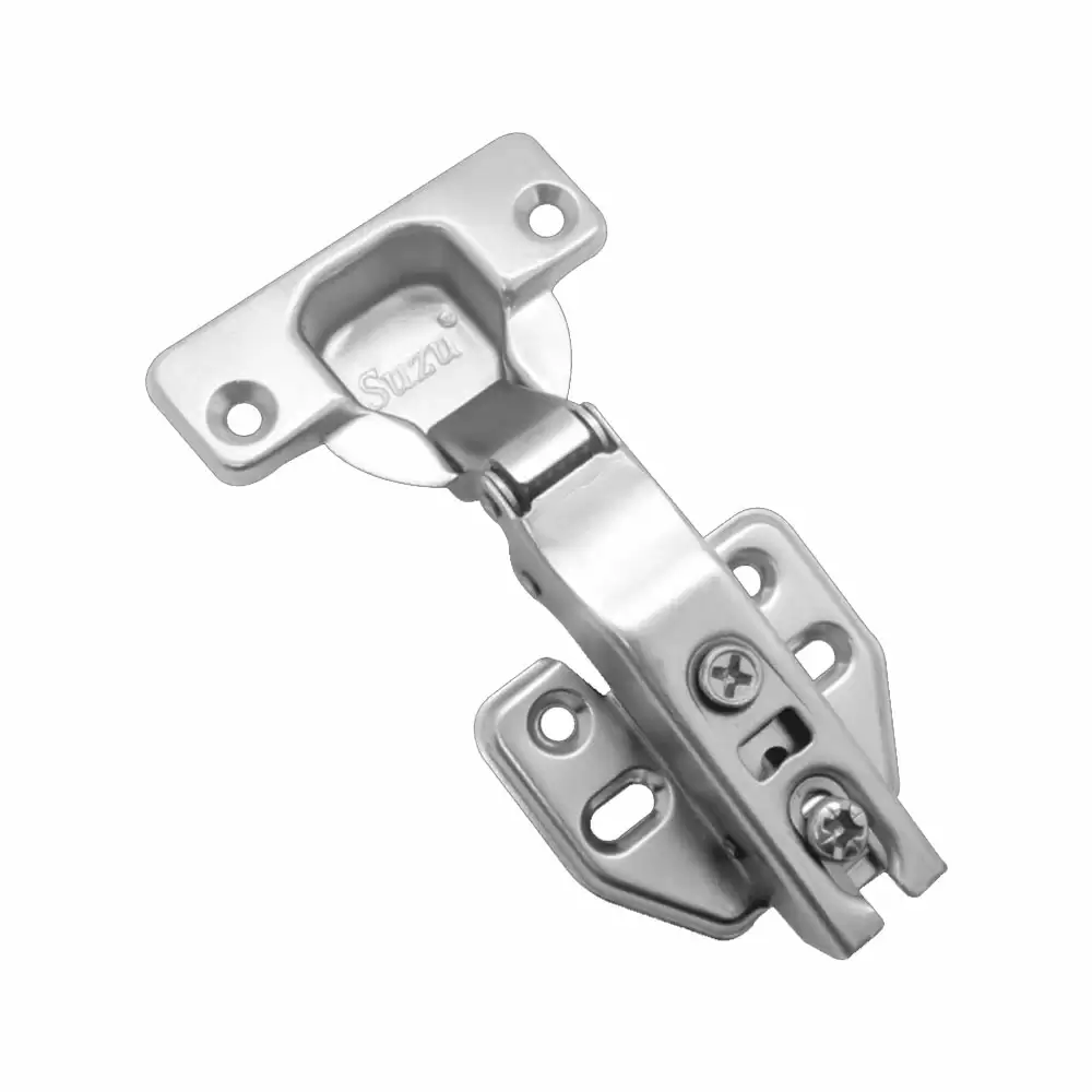 Suzu HW010 MS Auto Closing Slip-on Full Overlay Hydraulic Concealed Hinge 0° Crank - Nickel Finish