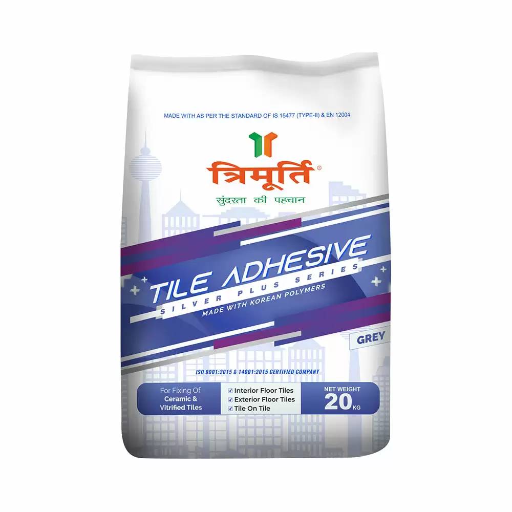 Trimurti Silver Plus Cement Based Tile Adhesive For Interior/Exterior Floor - 20 Kg (Grey)