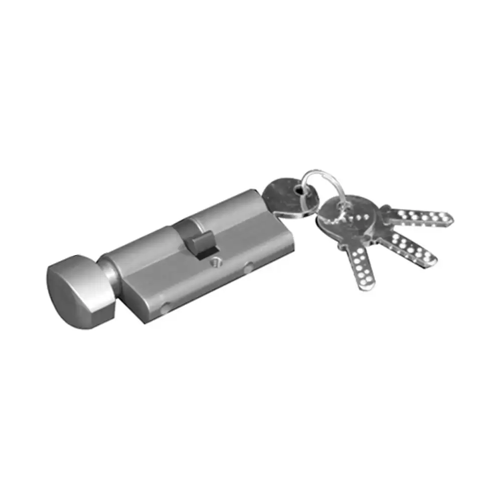 Eutoriia UEPC K2N CK Euro Profile Pin Cylinder Lock One Side Key/Knob - 60 mm (Satin Stainless Steel Finish)