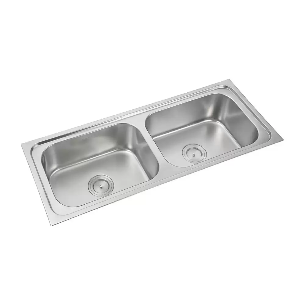 Anupam Luxe Designer Stainless Steel Double Bowl Kitchen Sink with Waste Coupling - Satin (50 L x 20 W x 9 D) Inch