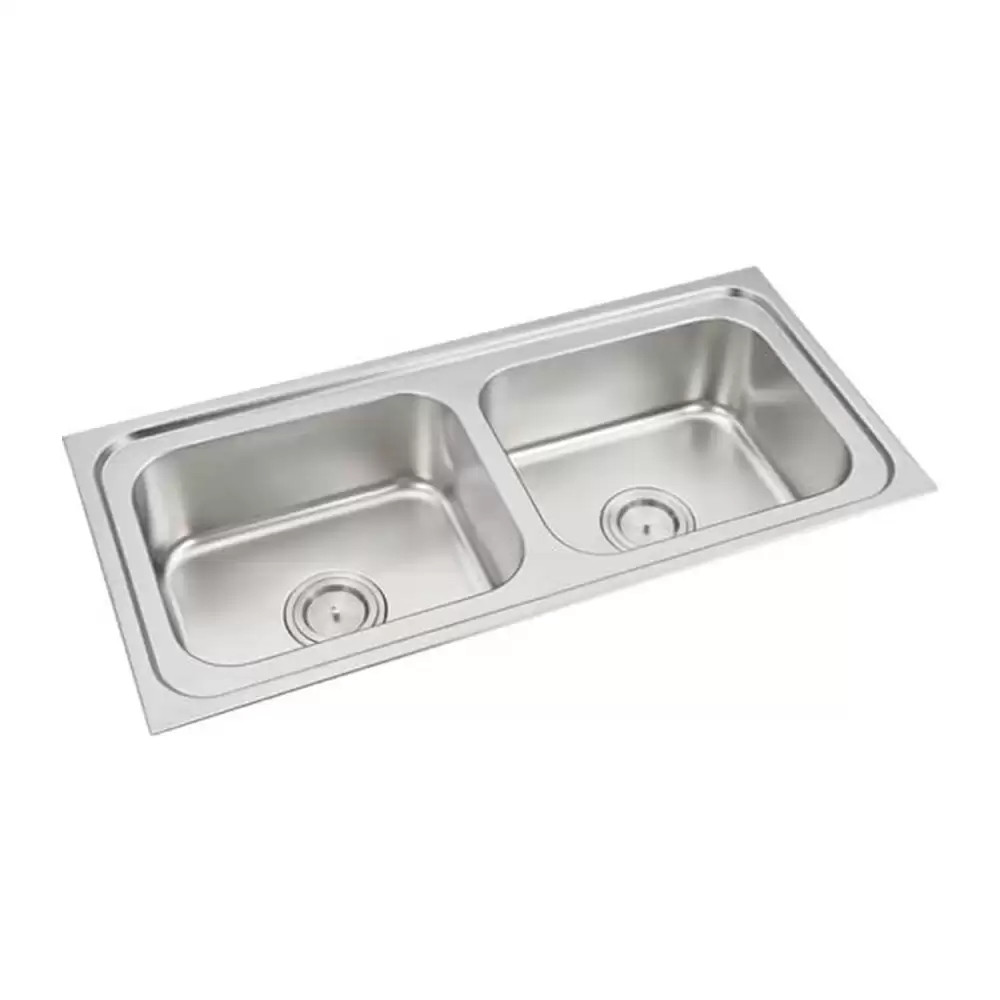 Anupam Luxe Designer Stainless Steel Double Bowl Kitchen Sink with Waste Coupling - Satin (42 L x 20 W x 8 D) Inch