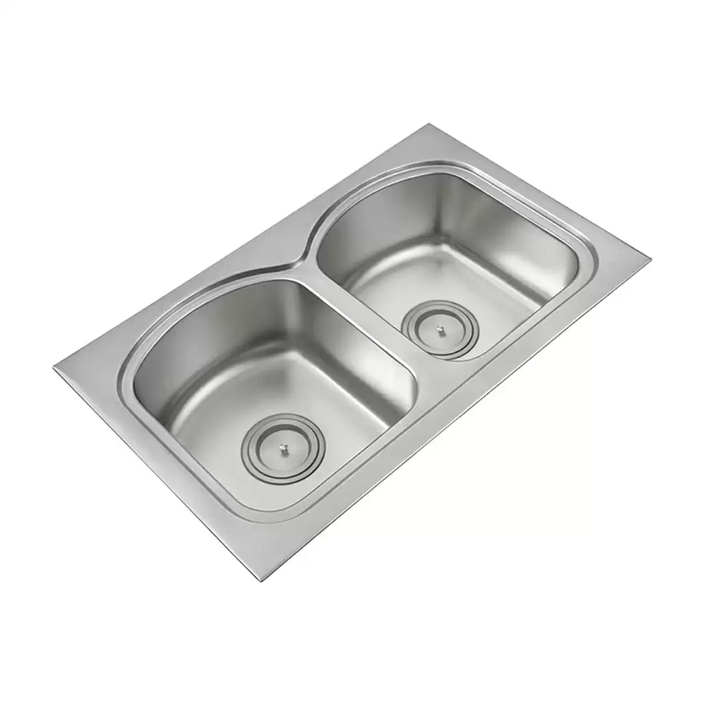 Anupam Luxe Designer Stainless Steel Double Bowl Kitchen Sink with Waste Coupling - Satin (33 L x 20 W x 8 D) Inch