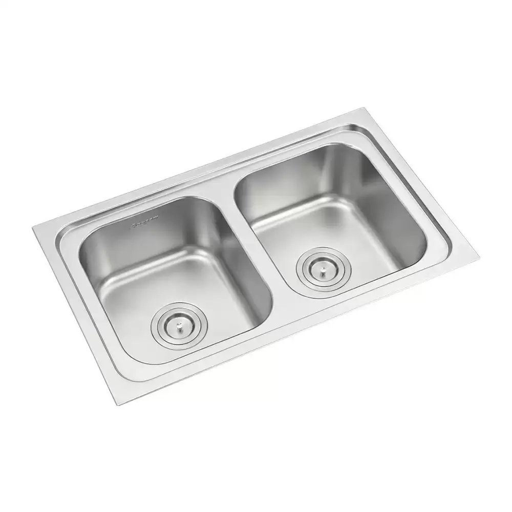 Anupam Luxe Designer Stainless Steel Double Bowl Kitchen Sink with Waste Coupling - Satin (33 L x 18 W x 7 D) Inch