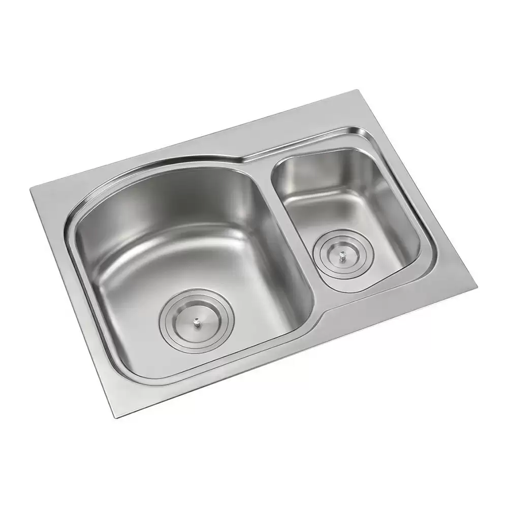 Anupam Luxe Designer Stainless Steel Double Bowl Kitchen Sink with Waste Coupling - Satin (26 L x 20 W x 8 D) Inch